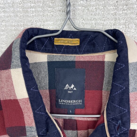 Lindbergh Shirt Mens L Red Flannel Plaid Long Sleeve Western Outdoors Button Up - Picture 5 of 12